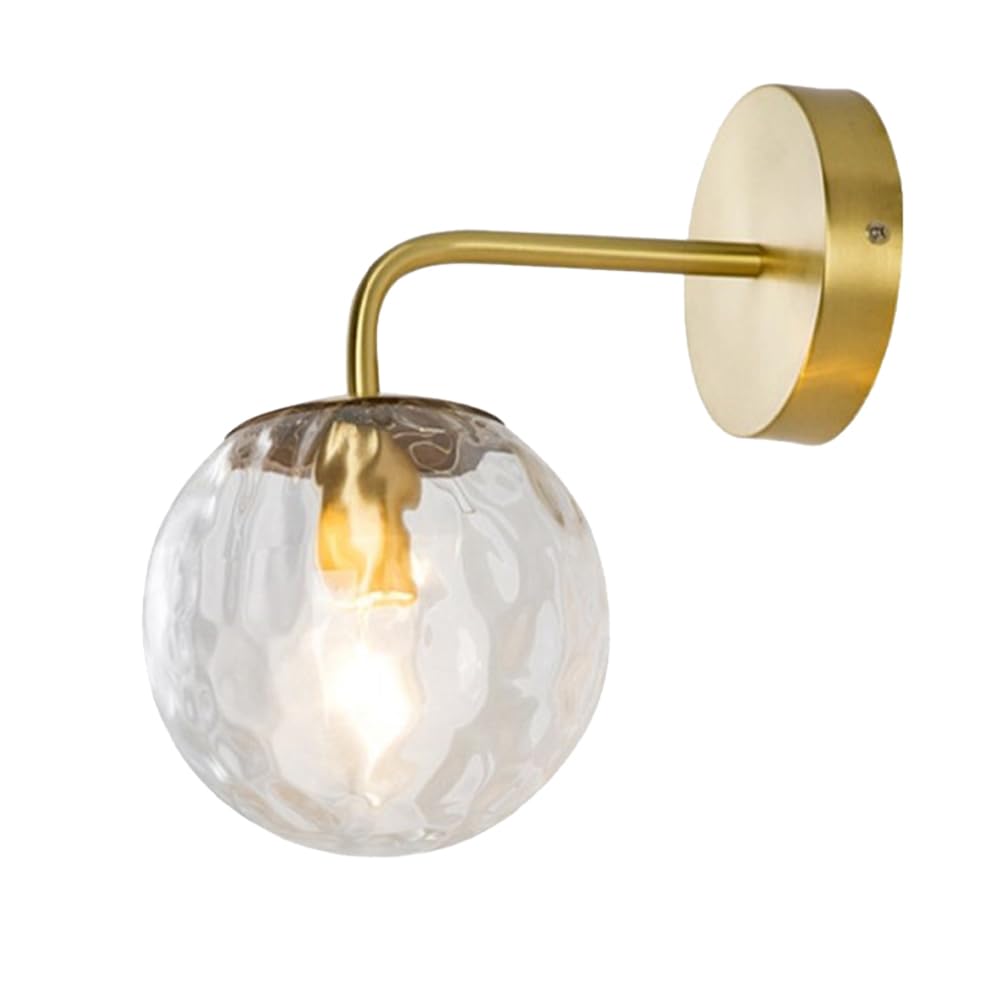 Aplique de pared E27 con vidrio martillado y metal dorado moderno