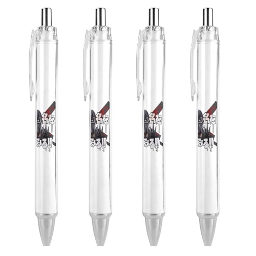 ボールペン 油性ボールペン 北斗の拳 ボールペン ノック式 ジェルボールペン 0.5mm 黒インク PC素材 耐久 学生 子供用 4 PCS