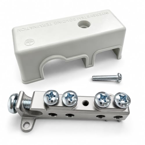 GB5-1 Intersystem Grounding Bridge, Plastic Cover Intersystem Bonding Connector, Heavy-Duty Zinc Grounding Bar for Residential & Commercial Low Voltage Communication Systems