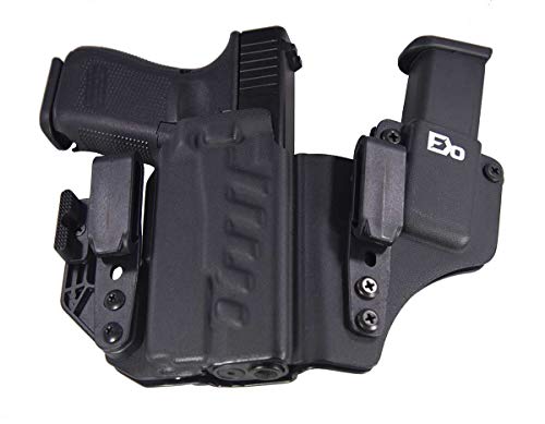 Fierce Defender IWB Kydex Holster Compatible with Glock 19 23 32 w/Olight PL-Mini Valkyrie +1 Series w/Claw -Made in USA- Gen 5 Compatible (Black)