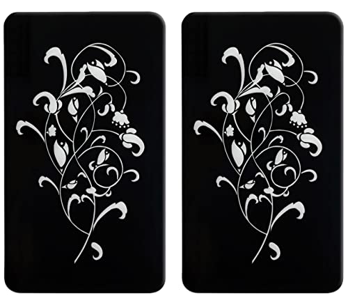 Maximex Herdabdeckplatte Ornamento Nero 2er Set - 2er Set, Kochplattenabdeckung und Glas-Schneidebrett für Glaskeramikherde, Gehärtetes Glas, 30 x 0.5 x 52 cm, Schwarz