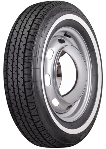 Coker Classic Star Series Whitewall Radial Tire, 165R15, Black with White Stripe, DOT-Approved, T-Speed Rated, XL Load Rating