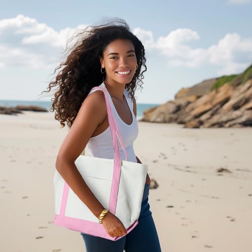 Bolso Tote diario de algodón premium en rosa miniatura 2
