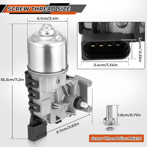 Image of Front Windshield Wiper Motor Compatible with Volkswagen Jetta 2011 2012 2013 2014 2015 2016 2017 2018 Replace 6R1955119A 5C7955113D