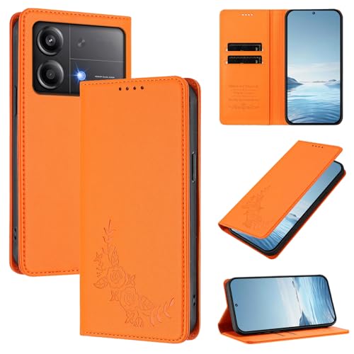 �X�}�z�P�[�X �Ή��@�� for Xiaomi Poco X6 Neo 5G,�Ή��@�� for Redmi Note 13R Pro 5G �yRFID�u���b�N�z�y�J�[�h�z���_�[�t�����z �}�O�l�b�g�J�� �X�^���h�@�\�t���z�X�}�z�P�[�X Orange