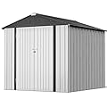 Greesum Metal Outdoor Storage Shed 6FT x 4FT, Steel Utility Tool Shed Storage House with Door & Lock, Metal Sheds Outdoor Storage for Backyard Garden Patio Lawn (6' x 4'), White
