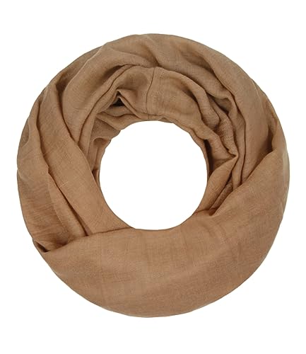 Majea Damen Loop Schal Cary – Eleganter Schlauchschal unifarben – 170x75cm weicher Rundschal für Business & Alltag (camel)