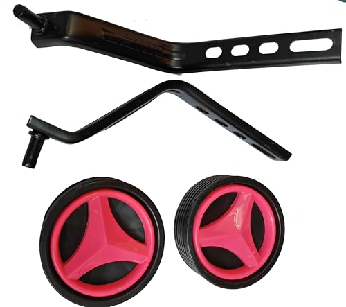 Image of Adjustable Side Support Training Wheels for Kids Cycle, 14 to 20 Inch, Black with Colorful Spoke Design