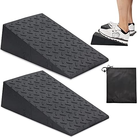 Squat Wedge,2 PCS Slant Board for Squats Height Marks,Non-Slip Squat Wedge for Heel Elevated Squat,Portable Squat Wedge Block with Storage Bag,Weightlifting Stretching Squat Wedges Improves Training Cover