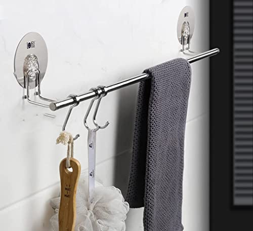Toallero multifuncional de acero inoxidable 60cm con ganchos para pared de baño 2