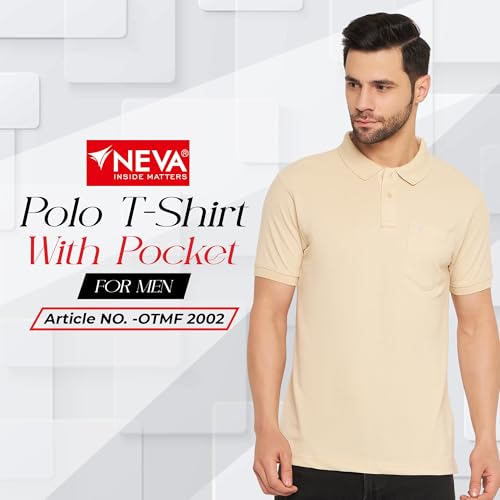 Image of NEVA Men's Regular Fit Half Sleeve Polo Neck T-Shirt with Chest Pocket