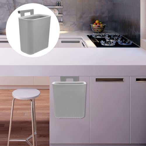 Bote de basura colgante para cocina gris con tapa miniatura 7