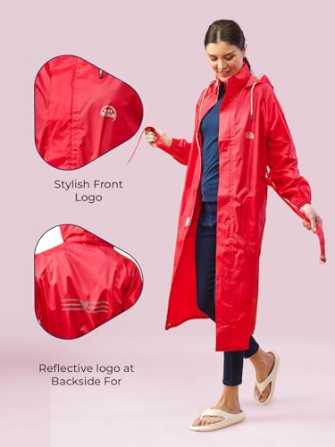 Image of LUX VENUS Solid Long Raincoat for Women