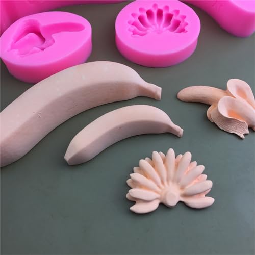 Molde de silicona para fondant con forma de banana 3D miniatura 3