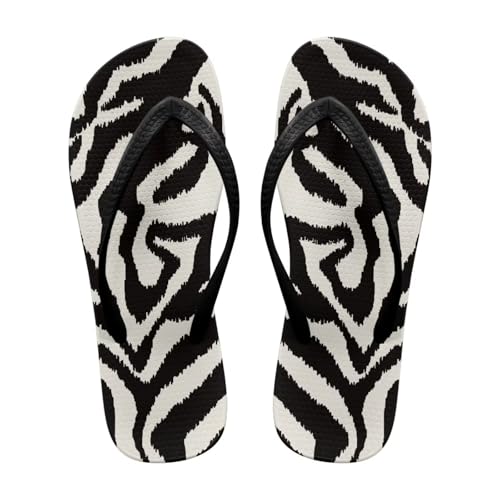 Howilath Zebra Print Flip Flops for Women
