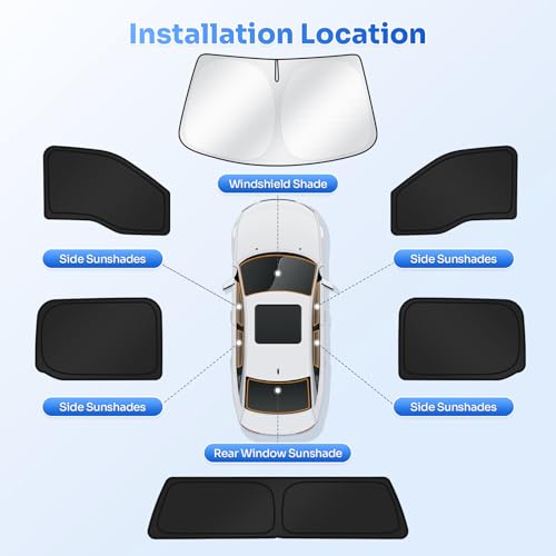 Image of Canvcle Window Shades for Ford F150 2015-2020 F-150 SuperCrew 4 Door Accessories Windshield Sun Shade Side Rear Window Cover Sunshade Sun Shield Privacy Protection for Camping Keep Car Cool Black 6PCS