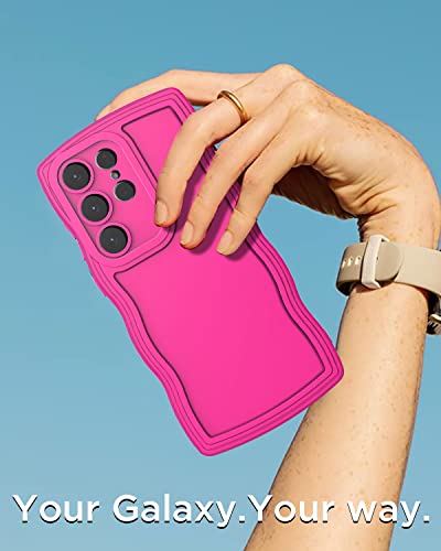 Aicase Cute Solid Color Curly Wave Frame Soft Compatible With Samsung Galaxy Phone Case (Hot Pink, Galaxy S20 Fe 5G) #TOP2