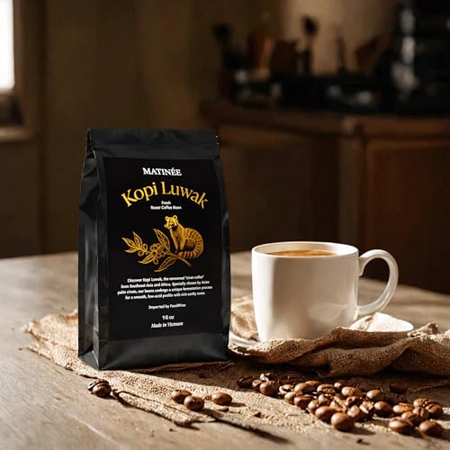 MATINÉE Wild Kopi Luwak Coffee Beans, Medium Roast, Whole Bean Coffee, Sustainably Sourced From Vietnam, 16oz / 454 Grams