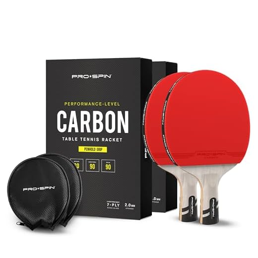 PRO SPIN Penhold Ping Pong Paddle - Carbon Fiber Table Tennis Racket | 7-Ply Blade, Premium Rubber, 2.0mm Sponge | Professional Quality Table Tennis Paddle | with Rubber Protector Case | 2-Pack