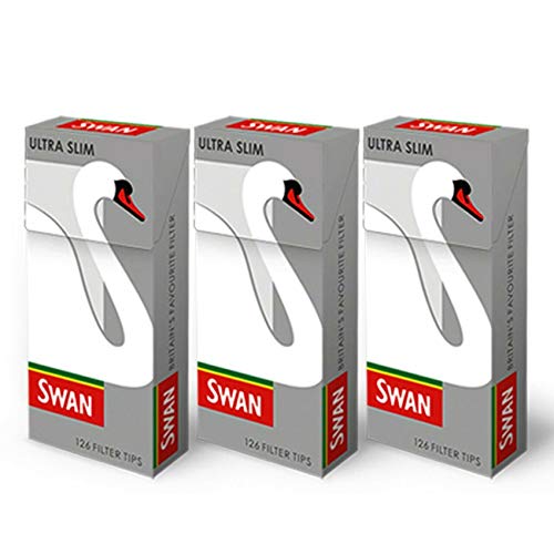 378-2520 x SWAN ULTRA SLIM Filter Tips Pre Cut Cigarette Tobacco Rolling Paper Pop Out GREY Smoking UK FREE P&P (3 x Packs (378 Filter Tips))