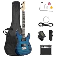 【Complete Electric Guitar Starter Kit for All Skill Levels】Jumpstart your musical journey with this 39-inch electric guitar bundle, featuring dual humbucker pickups and a 20W amplifier. Perfect for beginners and seasoned players 【Rich, Versatile Tone...