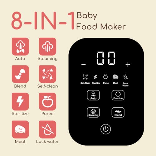 Image of Lil Chef Pro All-in-One Baby Food Processor | Electric Baby Puree Maker, Steamer, Blender, Sterilizer, Warmer & Self-Cleaning Function | Touch Screen BPA-Free 400ml Bowl | 1 Year Warranty