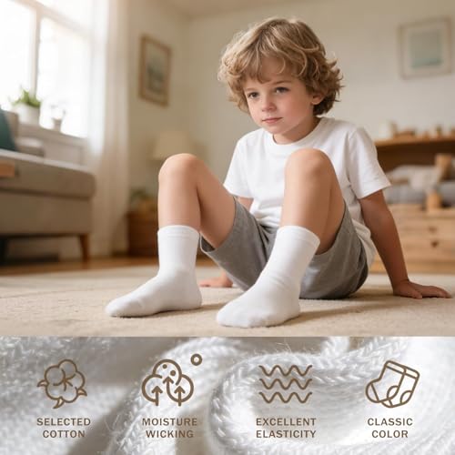 Image of Toddler Non Slip Cotton Crew Socks with Grips for Baby Boys Girls