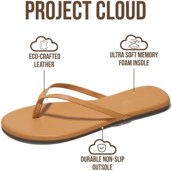 Project Cloud Flip Flops for Women Footwear- Lightweight and Memory Foam Insole Sandals for Women 2026 - Durable Non-Slip Beach Essentials Flats for Women Sandals (Foundations) thumbnail