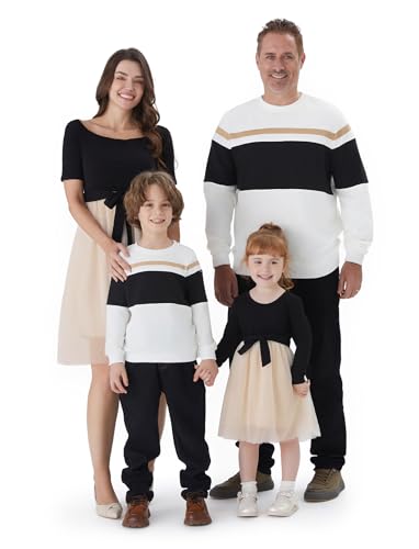 Family Matching Outfits Boy Sweatshirt: Long Sleeves for Fall Winter Vacation Travel Photos Family Reunion Home Weddings Party School Picture - Boy 3-4 Years Ivory