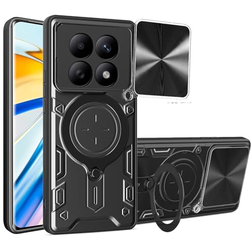 TRIPLE RIVER�EFor Redmi Note 15 Pro �P�[�X �ϏՌ� �ԍڃz���_�Ή� �J�����ی�J�o�[�i��]���j �����Y�ی� ��̌^�X�}�z�����O�t�� �X�^���h�@�\ �X�g���b�v�� ���� �V���I�~ ���b�h�~�[(�u���b�N)