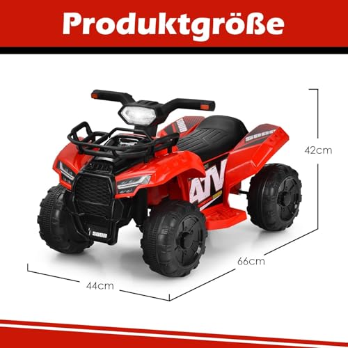 FANTASK Elektro Kinderquad Rot 2 km/h, 6V Mini Elektroquad mit Musik, Hupe und LED Scheinwerfer, Kinder Quad mit Stauraum, für Kleinkinder ab 18 Monaten – Bild 7