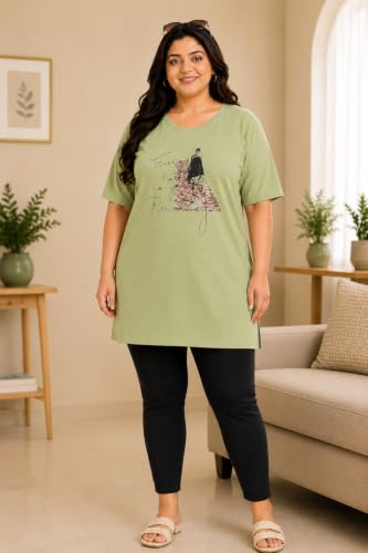 Image of In Love Women's Plus Size Longline T-Shirt with Side Pocket, 3 /4 Sleeve, Crew Neck