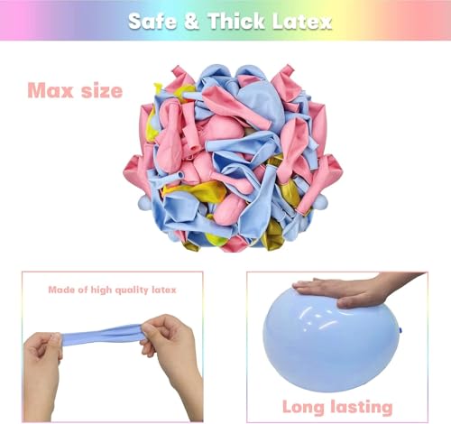 Image of Rozi Decoration Baby Shower Net Curtain with Fairy Lights Backdrop for Baby Shower Decoration Items Set of 85 Pcs Baby Shower Pastel Balloons Decoration Kit