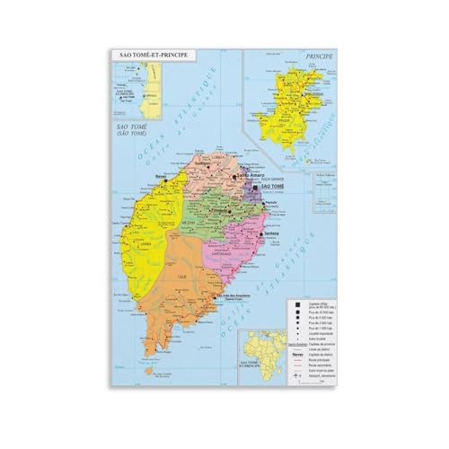 Sao Tome And Principe Map Posters World Map poster Picture Print Wall Art Painting Canvas Artworks Room Aesthetic 20x30inch(50x75cm)