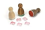 Stemplino® Ministempel - Motiv: Haus - 12mm Durchmesser - Holzstempel Kinder Stempel Bullet Journal Stempel mit Haus Motiv Haus Stempel