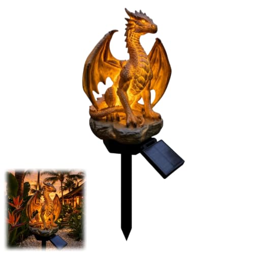 Image of ENCOMAG Solar Dragon Garden Statue with Solar LED Lights, Garden Outdoor Statues Ornaments, Warm Glow Dragon Figurine, Outdoor Lawn Patio Pathway Decor, Yard Ornament (1PCS)
