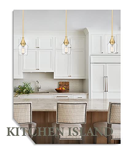 Vicnie Gold Pendant Light, 1-Light Modern Hanging Light Fixtures With Clear Glass Shade, Adjustable Height, Pendant Lighting For Kitchen Island Dining Room, Txc-B01-Gold #TOP4