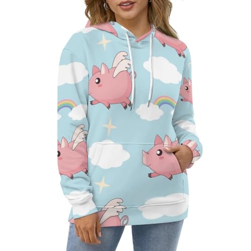 Sweat à capuche cochon volant unisexe et sweats à capuche manche longue pull