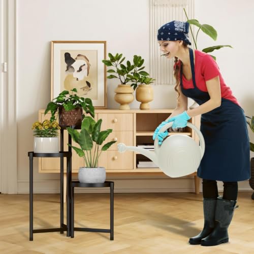 Image of 3-Tier Foldable Metal Plant Stand for Indoor & Outdoor | Heavy Duty Iron Flower Pot Stand | Corner Plant Holder Rack | Powder Coated Finish | Balcony, Living Room, Patio & Garden | (Black 3 Plate)