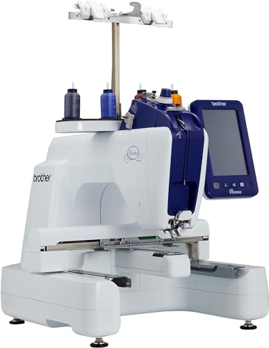 Brother Persona PRS100 Single Needle Embroidery Machine, 50-Piece Designio Thread Set, 20 Bobbins, 100-Piece 75/11 Embroidery Needles, Stabilizer Roll