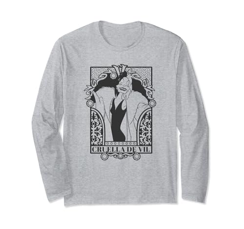 T-shirt Cruella De Vil Disney Villains à manches longues style carte de tarot pour adulte