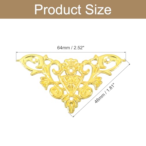 Image of uxcell Metal Corner Protector, Furniture Decorative Edge Cover, Album Corner Protectors Covers for Box Wooden Case Table Desk, 8 Pcs, 46mm Gold