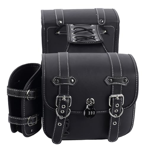 Negyy Alforjas Moto Custom, Alforjas Moto, Bolsa Herramientas - Paquete de Asiento de Motocicleta con Correas de Montaje (Pequeño)
