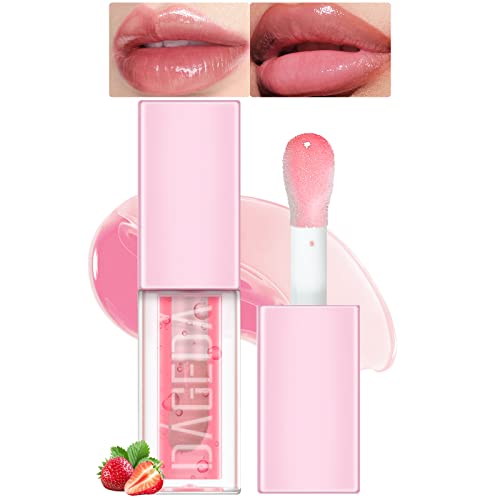 Dageda Lip Oil Tinted, Lip Oil Plumping Moisturizing Lip Glow Oil, Nourishing Glossy Glass Lip Gloss Plumping, Shine Lip Tint Nourishing Repairing Reducing Lip Lines Lip Makeup (Strawberry) #TOP7