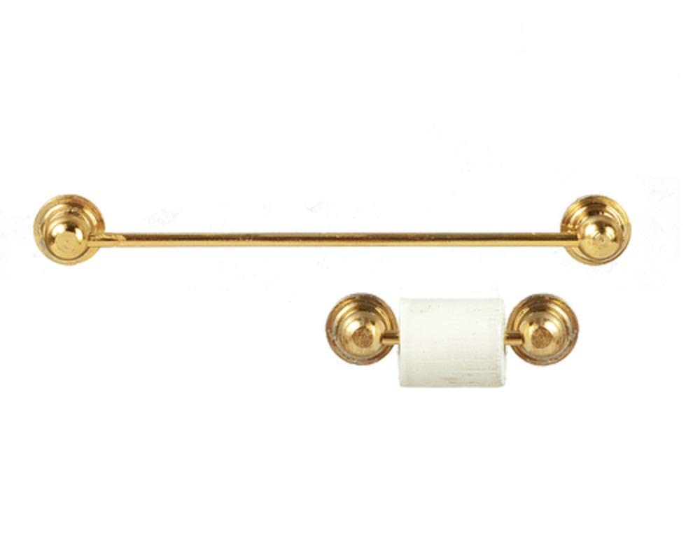 Melody Jane Puppenhaus Zubehör – Messing Handtuchhalter 1:12, 65 Mm Breit, 75 Mm Hoch, Für Miniatur-Badezimmer