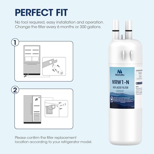 Image of MARRIOTTO EDR1RXD1 Refrigerator Water Filter Compatible with W10295370A, WHR1RXD1, KAD1RXD1, Filter 1, W10295370, P4RFWB, P8RFWB2L, 46-9930, 46-9081 Refrigerator Water Filter, Pack of 4