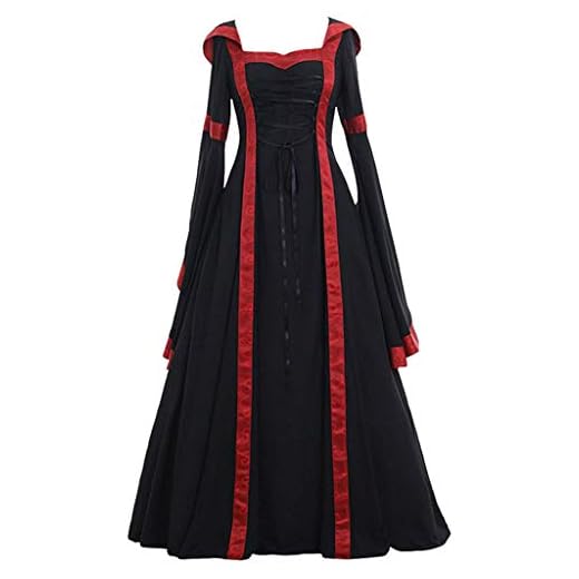 Maxivestidos de Estilo Vintage Medieval para Mujer, Vestido Celta de Color sólido para Cosplay, Manga Acampanada, renacentismo, Princesa gótica, Baile de graduación, Talla 8-22 Negro Negro (50