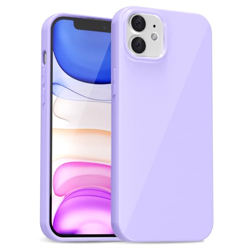 uvcoat for iPhone 11 Case Silicone, Glossy Cute Jelly Soft Rubber Gel Protective Plastic Phone Case, Thin Ultra Slim Plain Solid Color Cover for Women, Purple Lavender