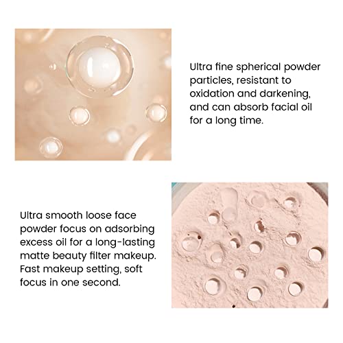 Freeorr Loose Face Powder, Oil Control Minimizes Pores And Fine Lines, Loose Baking Face Setting Powder Makeup, Oil Control Soft Focus Effect Make Up Setting Powder, Matte Ultra Flawless Finish,8G (02 Pink Complexion) #TOP3