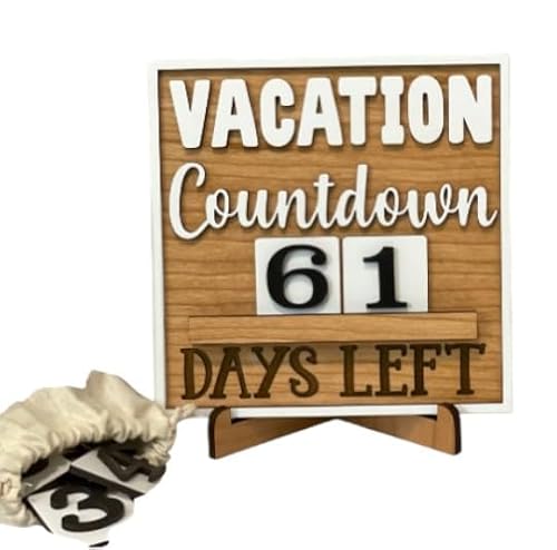 Vacation Countdown Wood Sign with Stand and Calendar